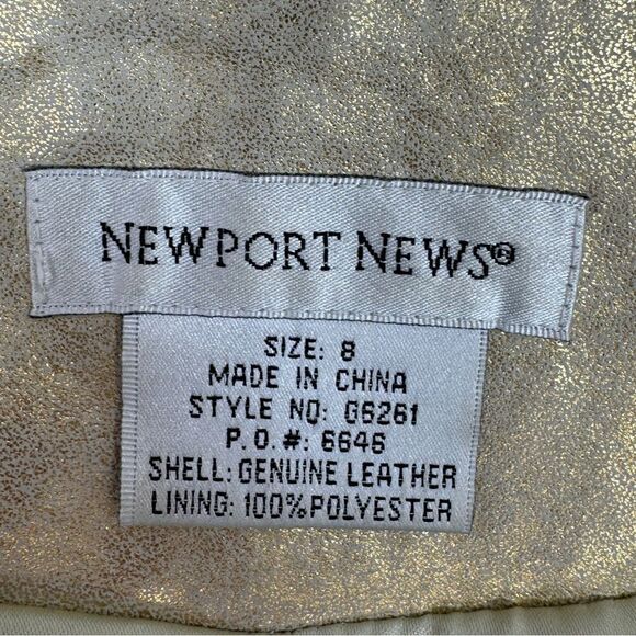 Newport News Vintage Leather Metallic Gold Blazer Jacket Size 8 - Picture 9 of 14